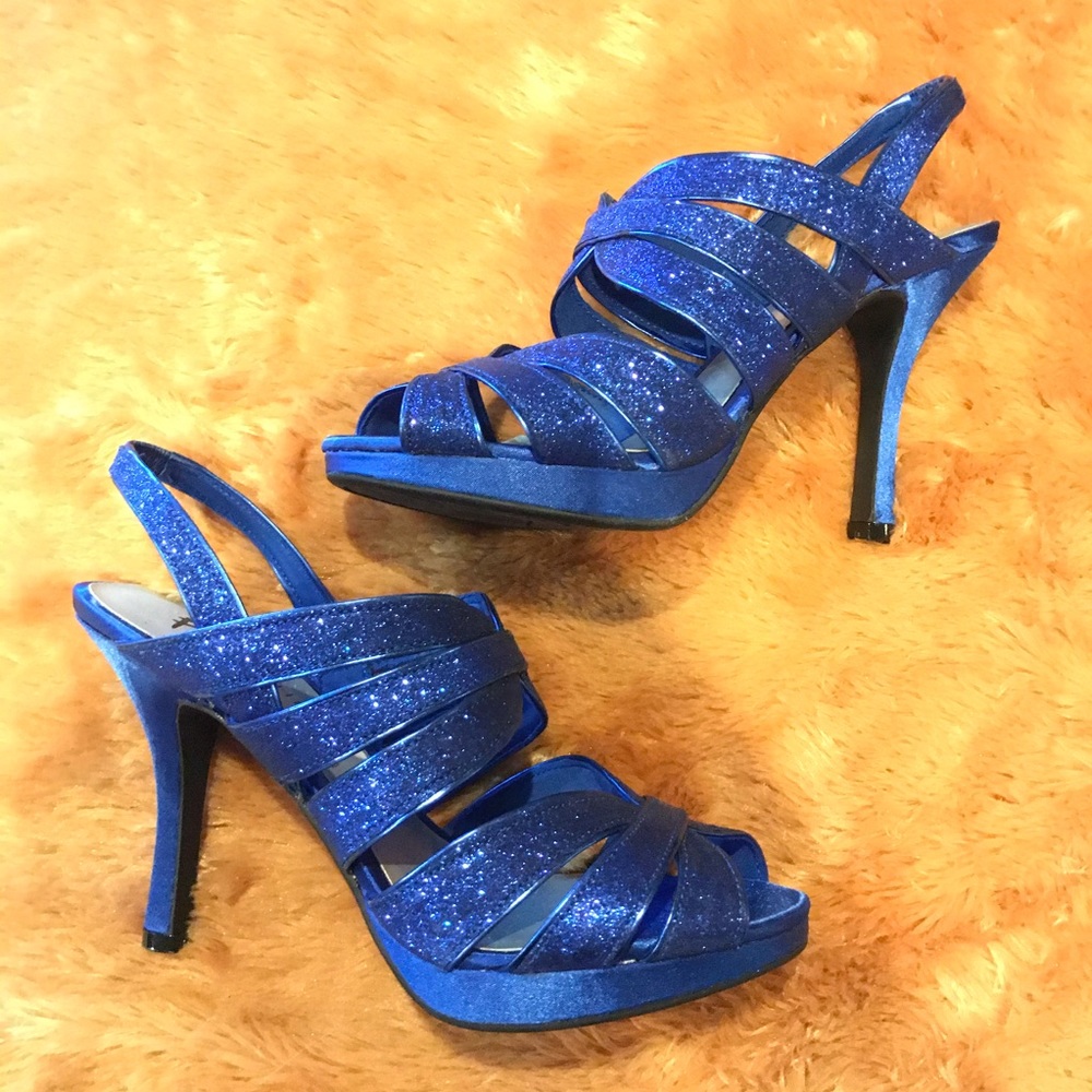 Sparkly blue strappy heels SIZE 9